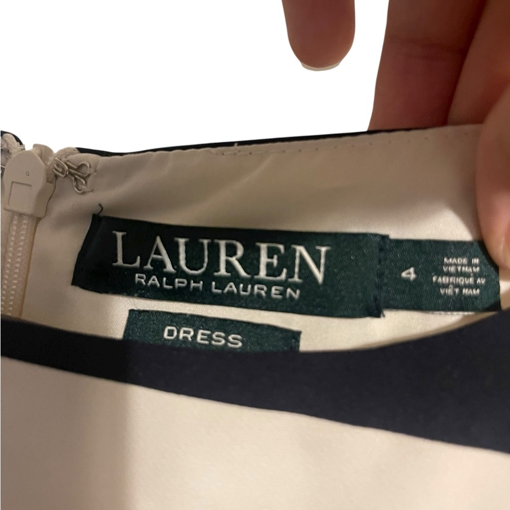 Ralph Lauren Black and Cream Striped Midi Dress - Picture 3 of 4